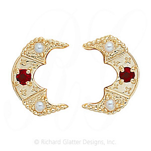GS345-2 G/PL - 14 Karat Gold Slide with Garnet center and Pearl accents 
